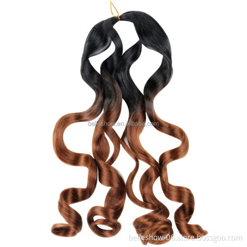 Hot sell  Synthetic shiny silk Wave straight Curls French Curly Crochet Braids Wavy braiidng hair